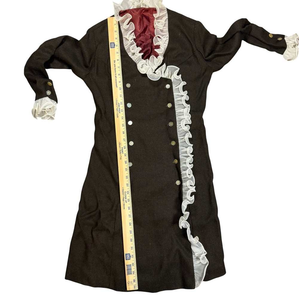 Vintage Piratecore Victorian Ruffle Frock Coat Dress Gothic Whimsigoth Women S/M - Picture 5 of 9